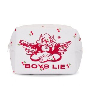Boys Lie White Cosmetic Bag with Red Print